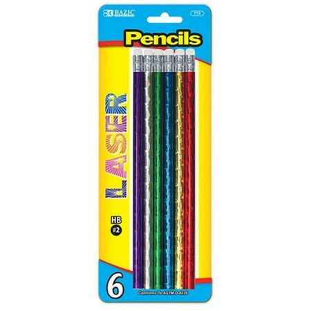 BAZIC PRODUCTS Bazic Metallic Laser Foil Wood Pencil w/ Eraser Pack of 24 712